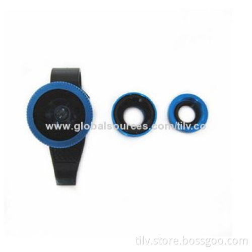 Universal 3-in-1 clip lens phone with 0.67X wide angle 180degree fisheye and macro lens